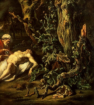 Detail from Jan Wijnants, "Parable of the Good Samaritan"