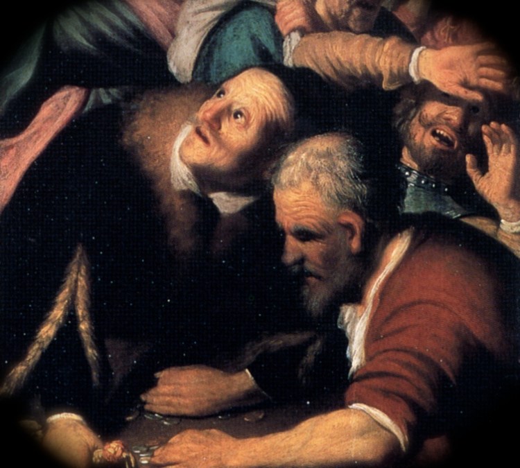 Detail from Rembrandt van Rijn, "Christ Driving Money Changes from the Temple"